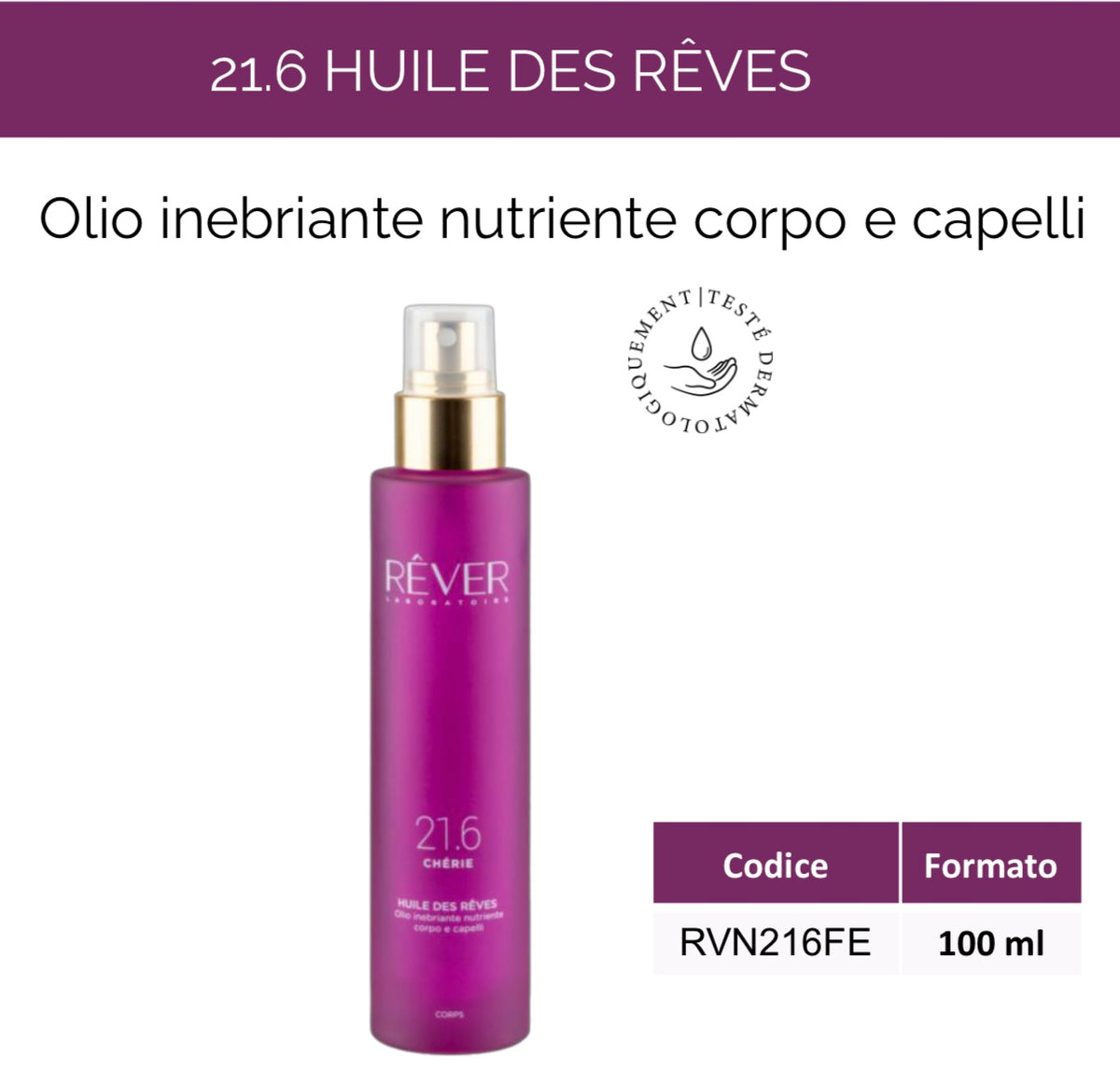 REVER  Cherie 21.6 HUILE DES RÊVES 100 ml