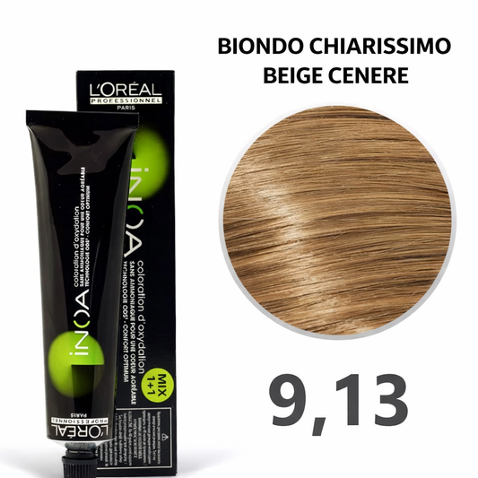 L'Oreal Professionnel Paris INOA 9,13 - 60gr Biondo Chiarissimo Beige Cenere