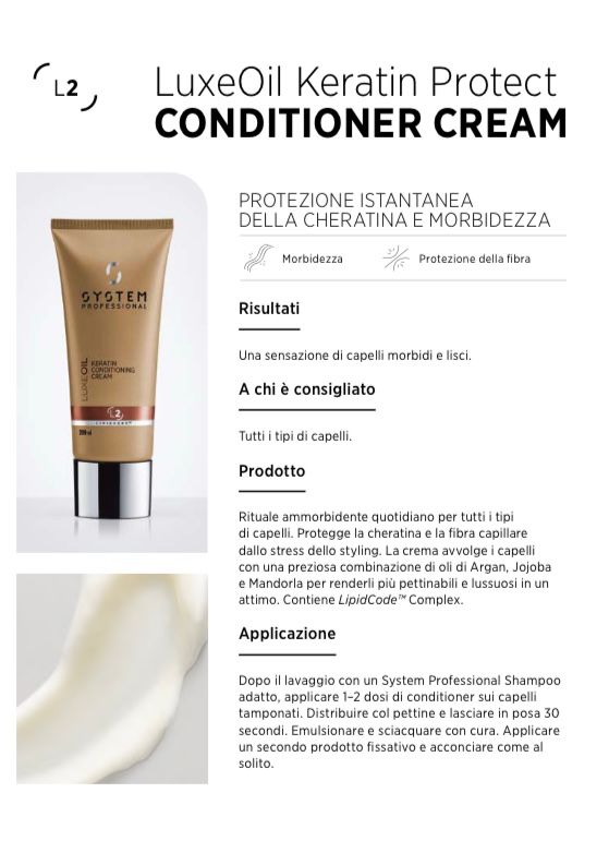 System Porfessional LuxeOil Keratin Conditioning Cream 200ml - balsamo con cheratina